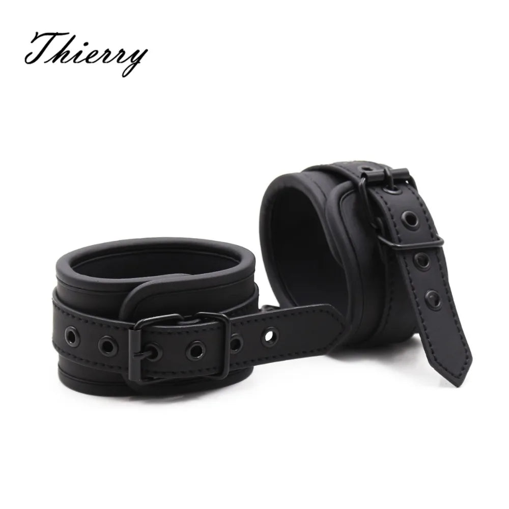 Thierry Adjustable Erotic PU Leather Handcuffs