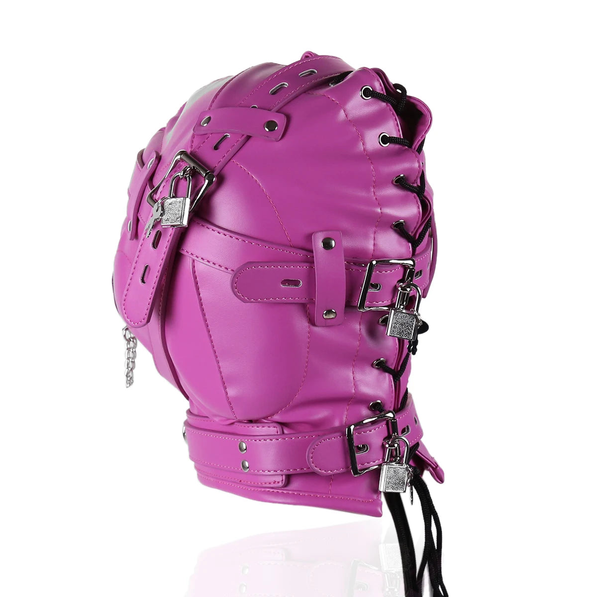 PU Leather Lockable Hood Mask