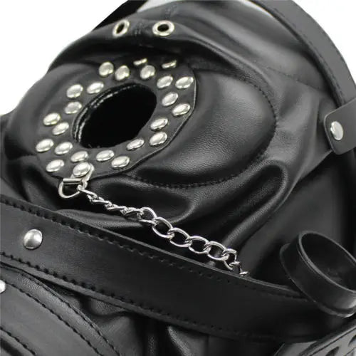 PU Leather Lockable Hood Mask