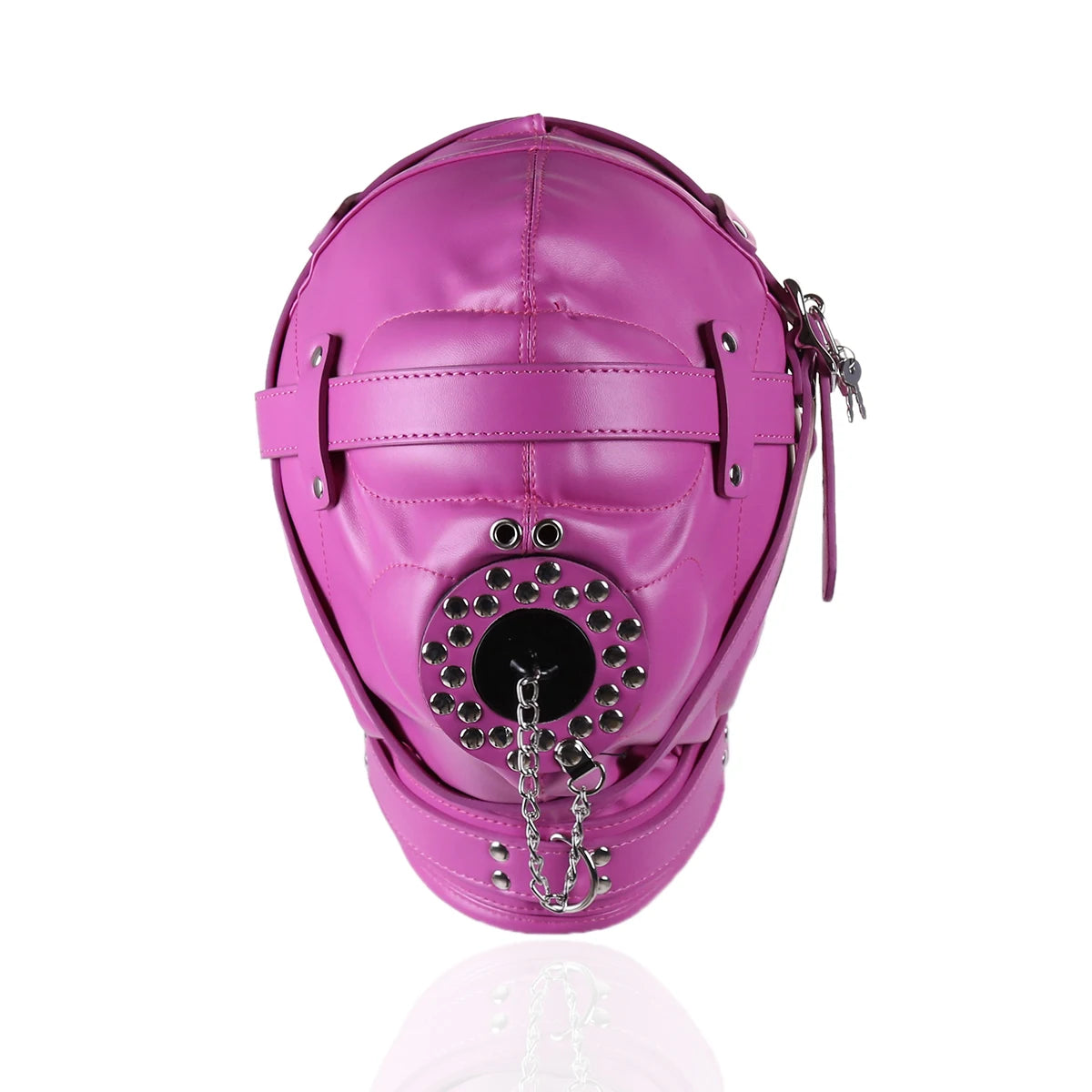 PU Leather Lockable Hood Mask