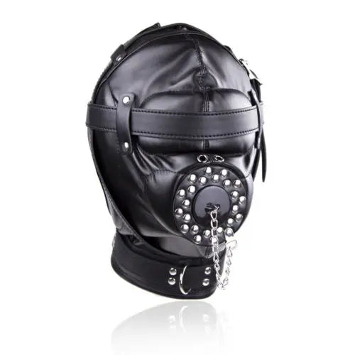 PU Leather Lockable Hood Mask