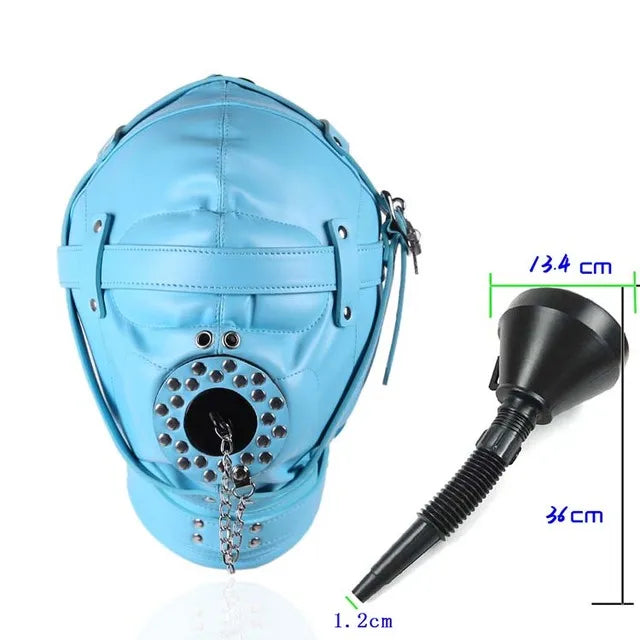 PU Leather Lockable Hood Mask